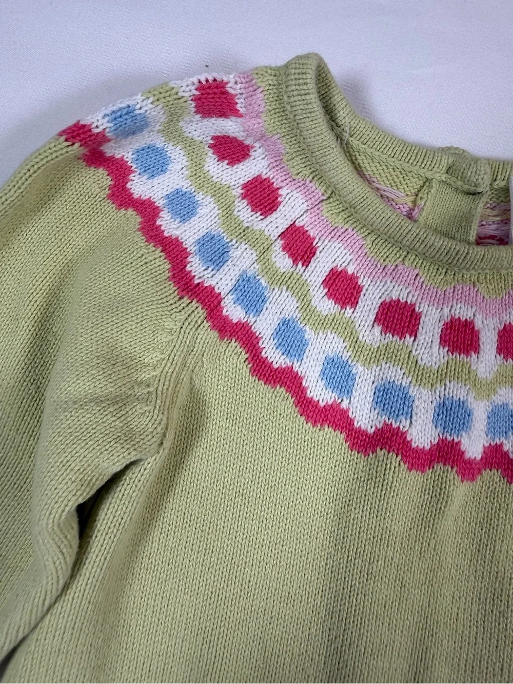 GYMBOREE Vintage Baby Girl Sage Green Fair Isle Sweater Dress Cottagecore 12-18M